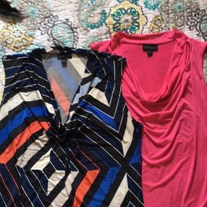 Lot of 2 drapey tank blouses, like new, sz XL